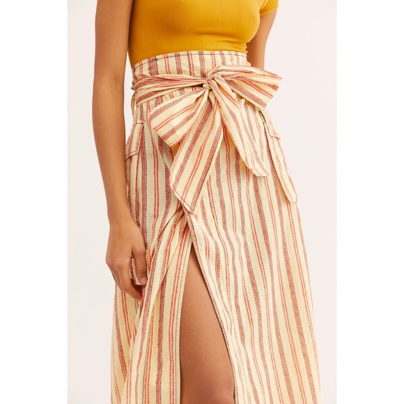 Free People One Natalia Striped Midi Belted Skirt - Picture 3 of 8
